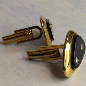 Sarah Coventry MCM Black Onyx Gold Bling Dice Cufflinks